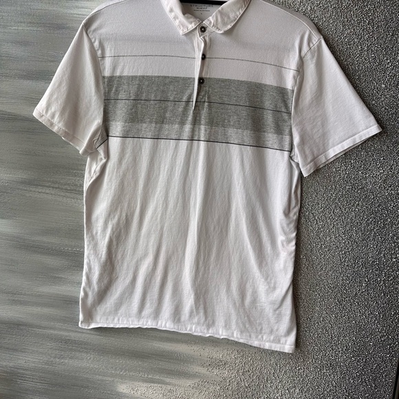 Structure Polo Shirt White and Gray Gradient Design - Picture 1 of 4